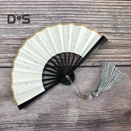 Mini składany wachlarz z frędzlami Lekki papierowy wachlarz ręczny w stylu chińskim Przenośny letni wachlarz chłodzący Dekoracja Akcesoria do kostiumu na imprezę