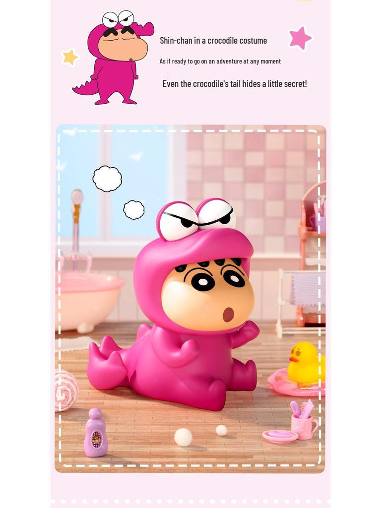 Crayon Shin-chan Crocodile Mountain Multifunctional Piggy Bank & 3D Phone Holder with Shiro Cosplay Card Slot Ornament