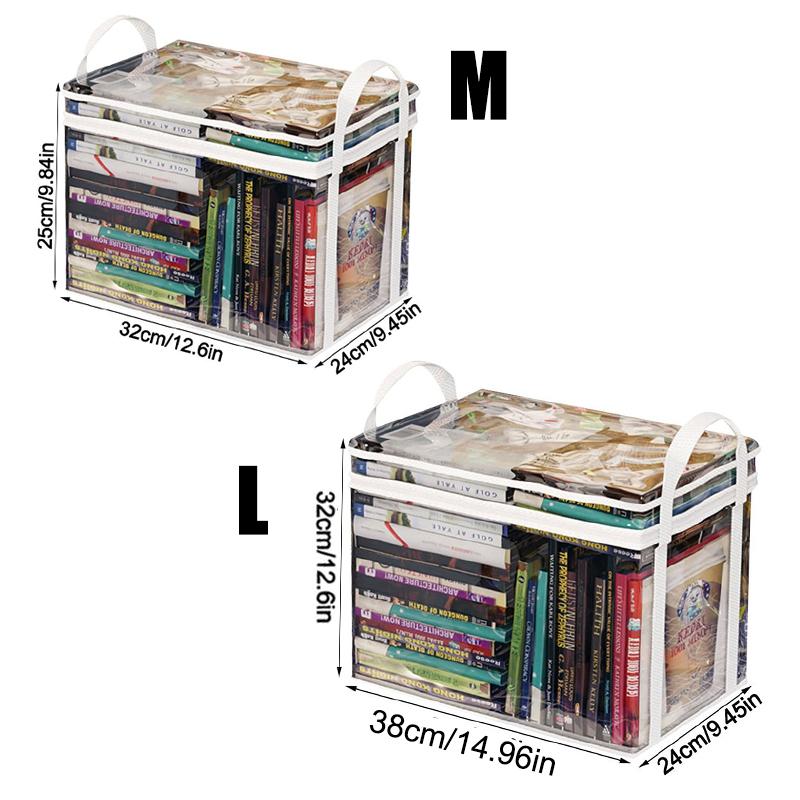 Foldable Book Box Student Textbook Organizer Bag Large Capacity Transparent Storage Box Portable Zipper Waterproof Sundries