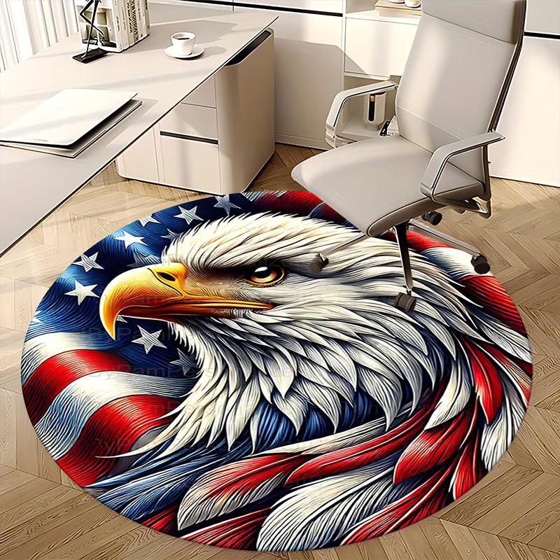 American Flag Eagle Chair Mat - Round Carpet for Home Decor, Office, Living Room, Bedroom, Gift Idea0222b