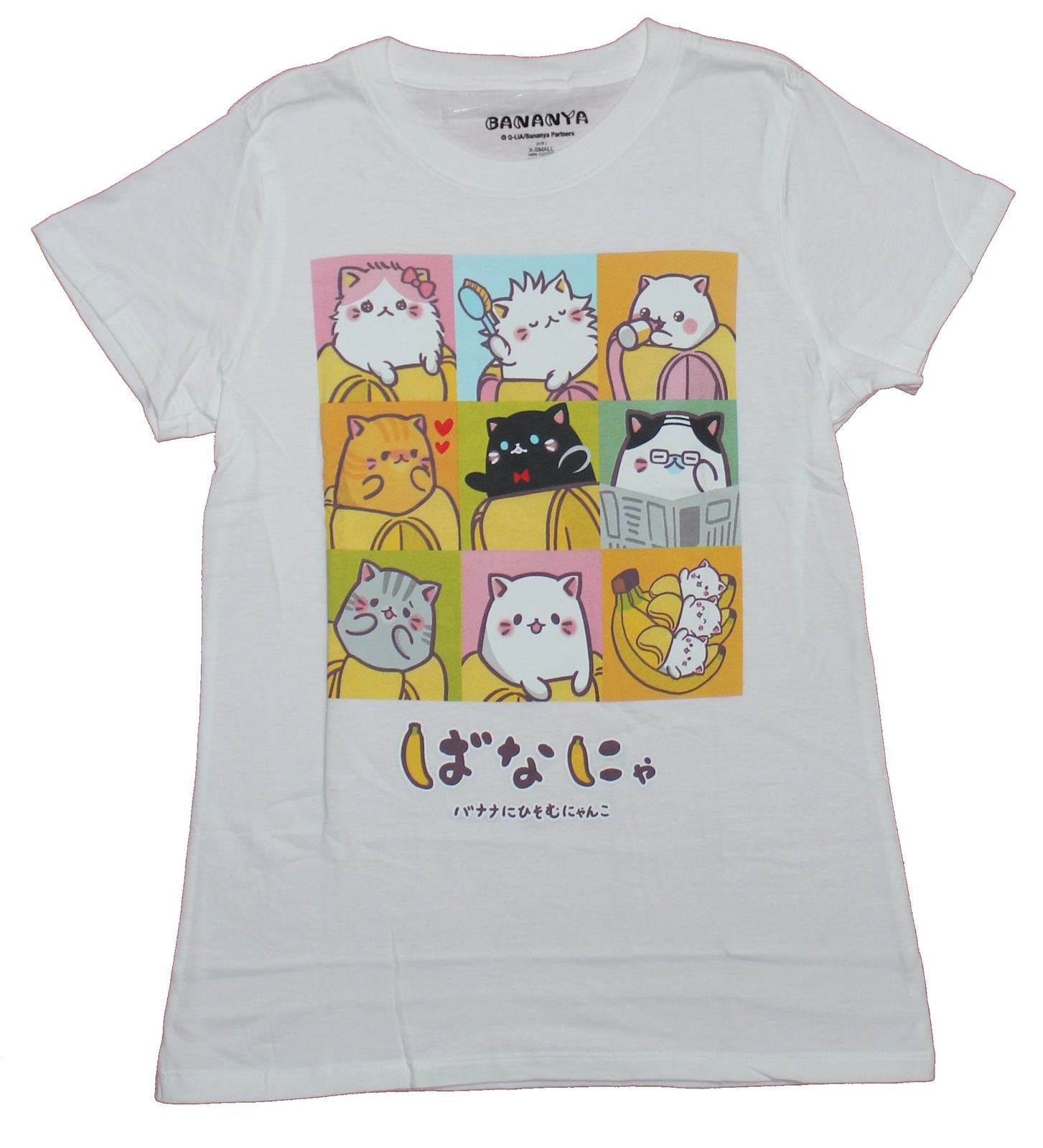 Bananya Girls Juniors T-Shirt - 9 Box Different Bananyas Images M