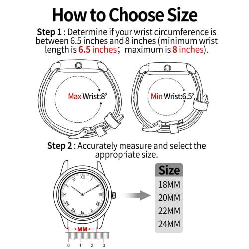 BINLUN Genuine Leather Watch Band with Crocodile Pattern, Quick Release, Replacement Strap for Men and Women, 18mm, 19mm, 20mm, 21mm, 22mm, Breathable