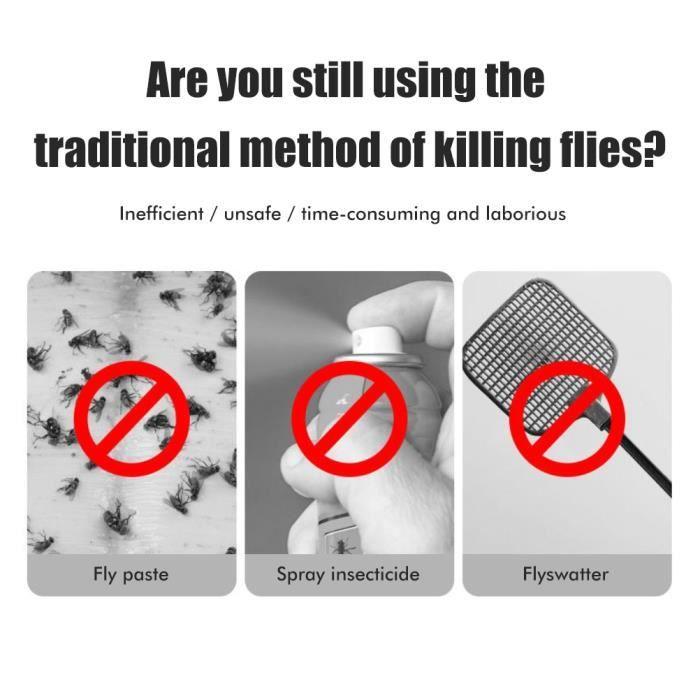 Electric Rotating Fly Trap Insect Killer Removable Silent Rechargeable USB- White