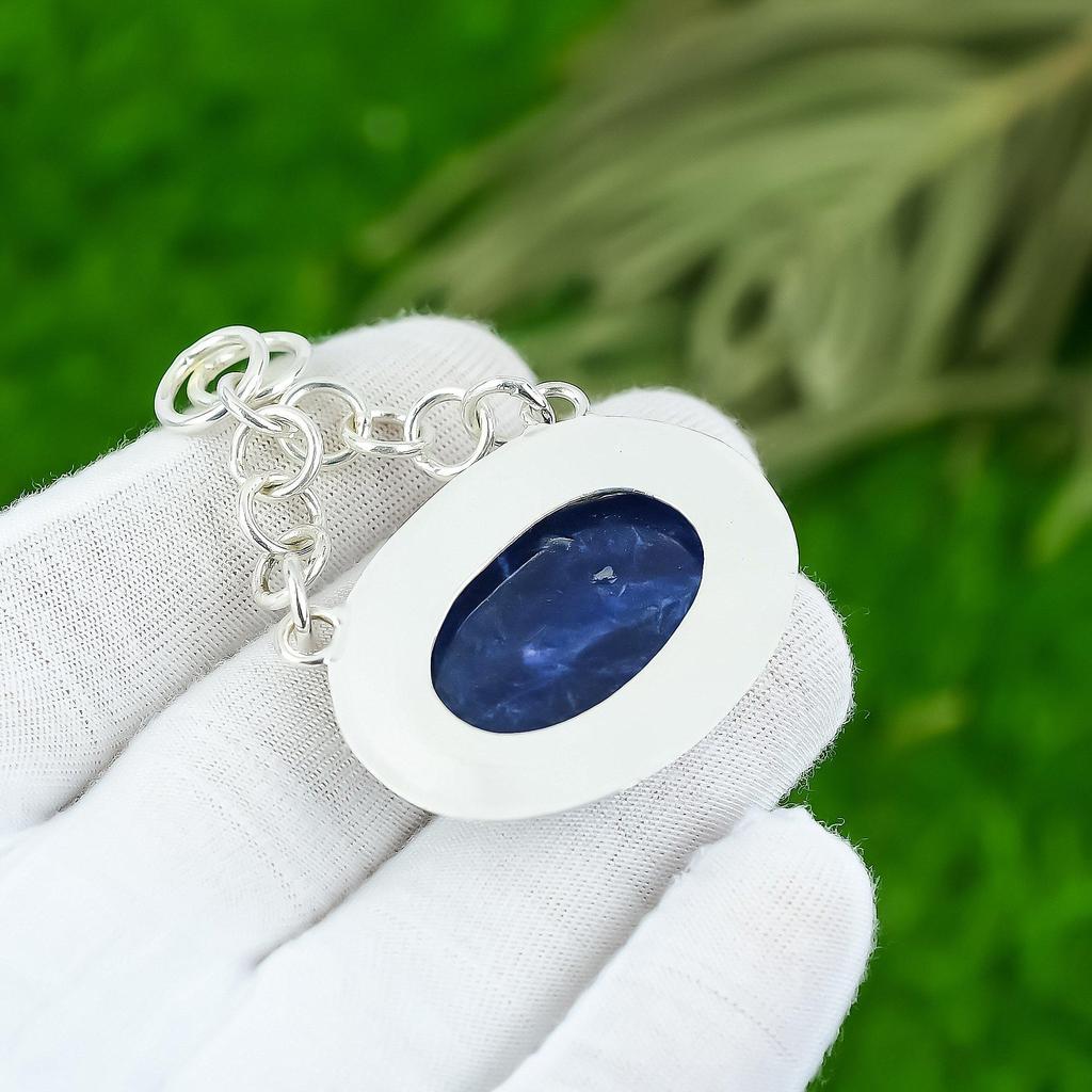 Regalo de Cumpleaños Para Ella Colgante de Gema Sodalita Natural Plata de Ley 925