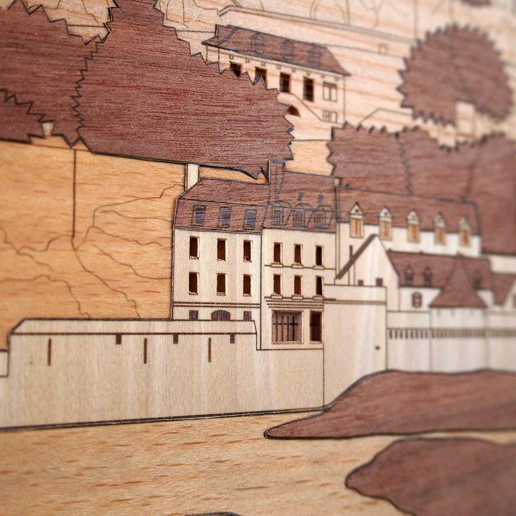 KINOWA Saint Wooden Poster Original Handmade Kit World Heritage France Made In Japan "Mont Michel"