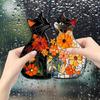 Cartoon Couple Kitten Flower Balcony Glass Window Beautification and Decoration Static Electricity Window Stickers