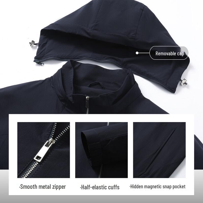 Langdeng Men's Lightweight Breathable Detachable Hooded Jacket