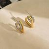 Two-tone Design Double Layer Earrings Mix Color Geometric Earrings No Piercing Earring  Retro Style