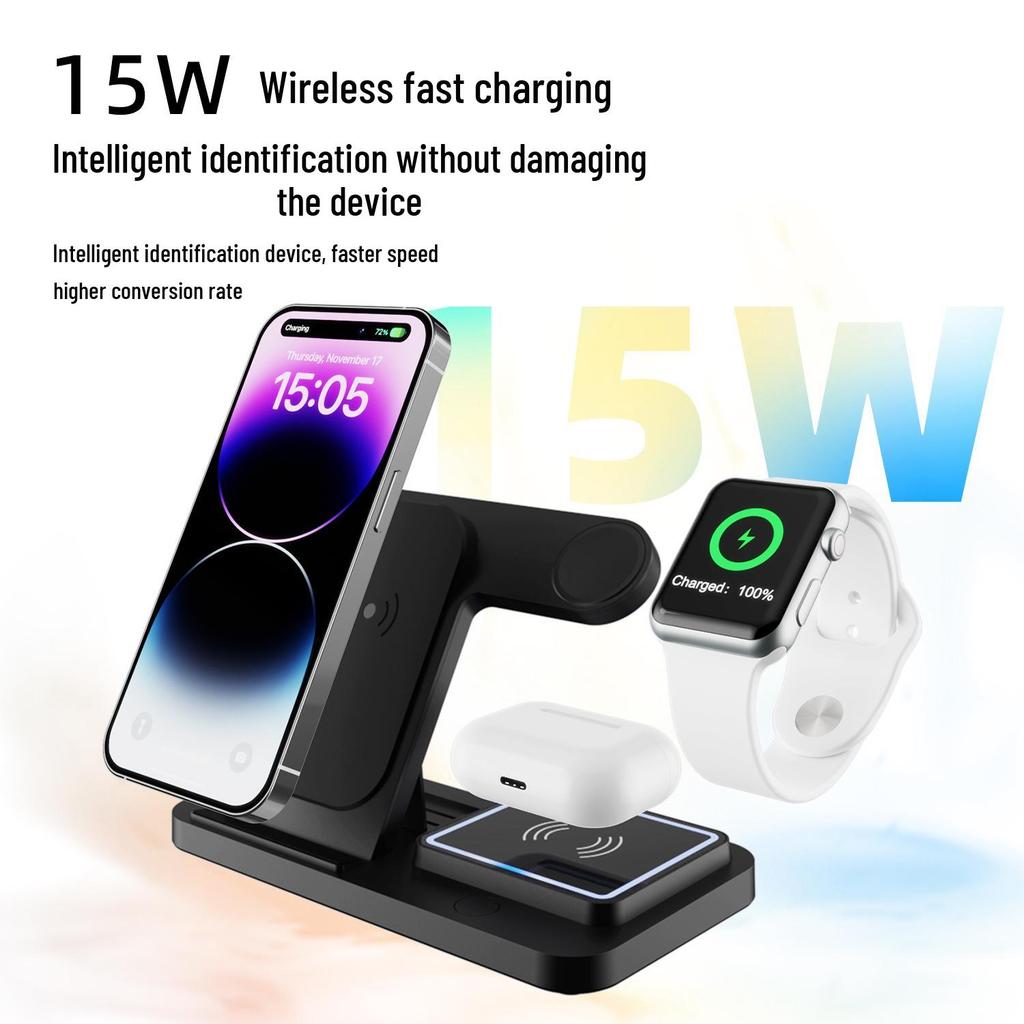 Popular 3-in-1 Wireless Charger and Stand for Apple Phones with Fast Charging