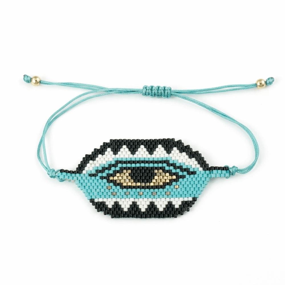 Fashion Beaded Bracelet Adjustable Lip Biting Bangle Cool Demon Eyes Hand Chain  Girl