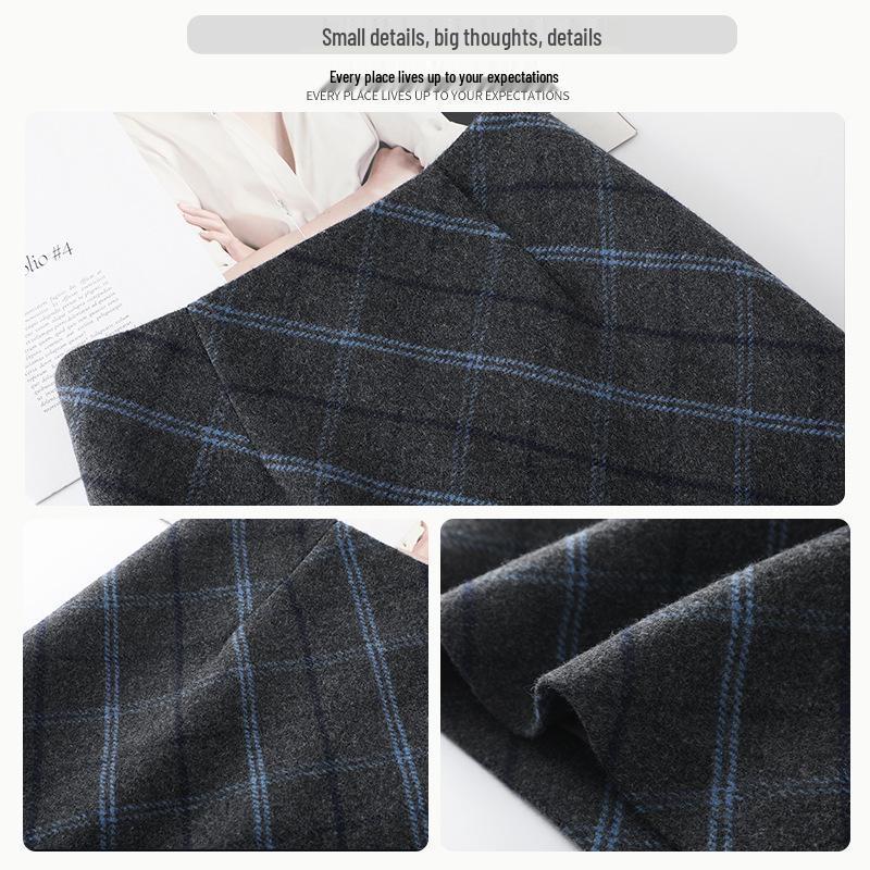 Elegant Retro Wool Plaid Midi Skirt for Women - Autumn/Winter 2025 Collection