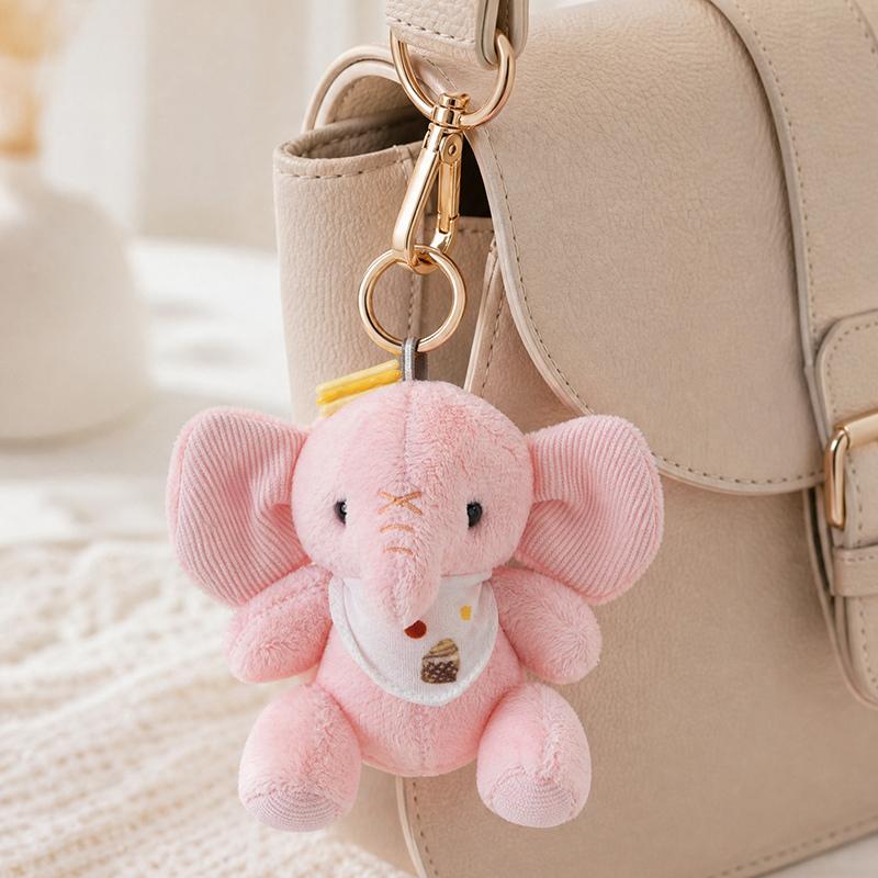 13Cm Elephant Plush Pendant Stuffed Cute Colorful Eli Yellow Green White Pink Zoo Animal Kawaii Keyring Decor For Bag Gift
