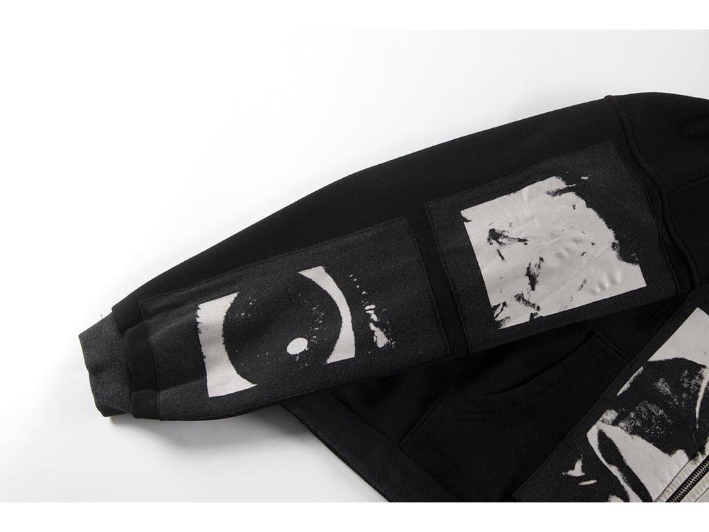 ERD Vintage Madonna Illustration Zipper Hoodie for Men
