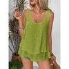 QICED Bluse e Camicie Casual da Donna a Maniche Corte con Scollo a U e Stampa Tinta Unita