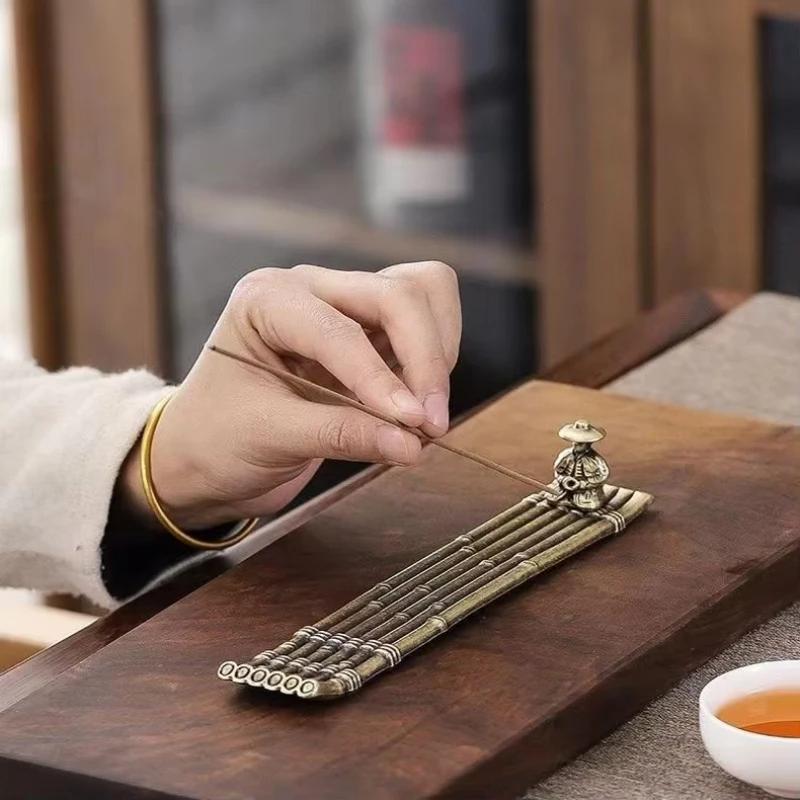 Kreativer Räucherstäbchenhalter Aromatherapie Ornament Räucherstäbchenhalter Boot Alte Männer beim Angeln Japanischer Stil Räucherstäbchenbrenner Heimdeko