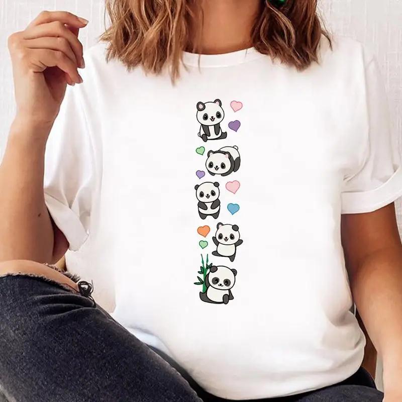 Women Print T Shirt Panda New Love Trend Graphic Tshirt Tee FeUnisex Cartoon Fall Autumn Top Ladies Fashion Clothing