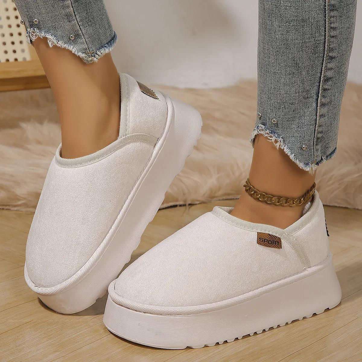 

Fashion Winter keep warm Boots Fashion Women s Snow Warm Suede Warm Inner Plush Fashion Thick Bottom Women s Flat Bottom Boots 37 білий