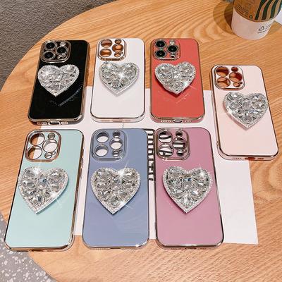 Anwendbar auf iPhone16Promax Handyhülle Liebe Strass Ständer Apple 15/14/13 High-End Gefühl
