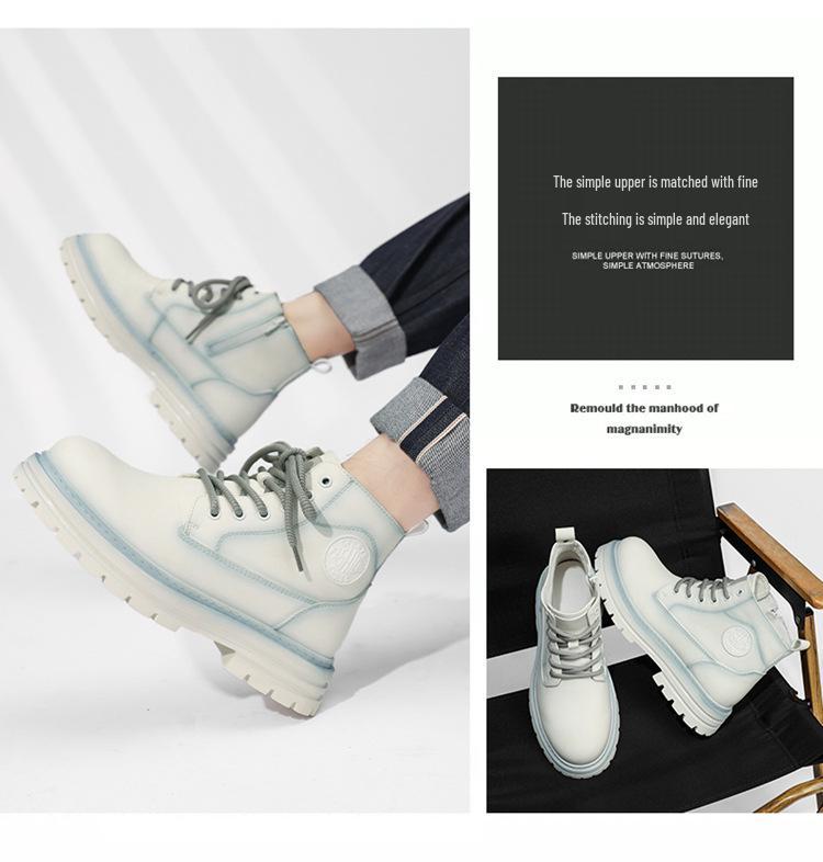 Men's High-Top Yellow Retro Martin Boots - Waterproof, Height-Increasing Casual Work Boots