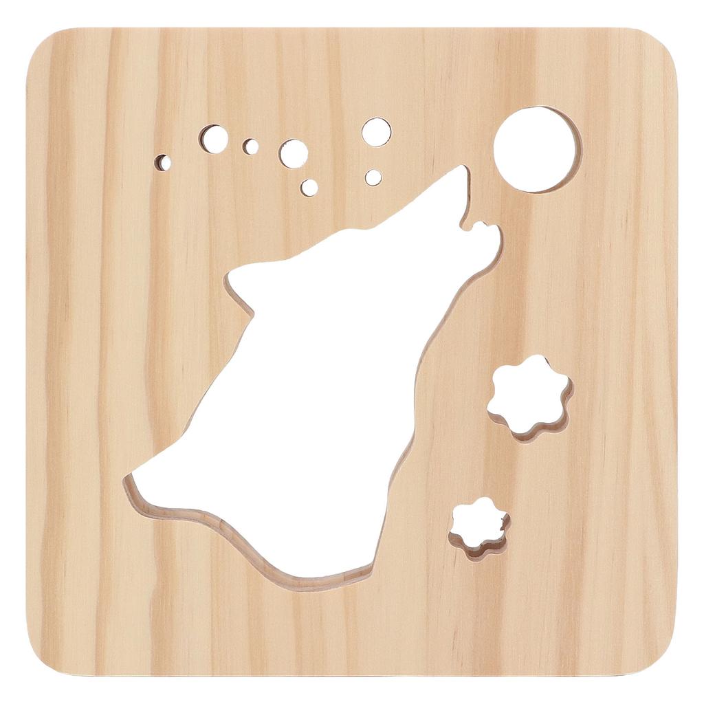 Wooden 3D LED Light Hollow Wolf Shaped Pattern Warm White Pine Wood USB Power Supply Decorative Nigh