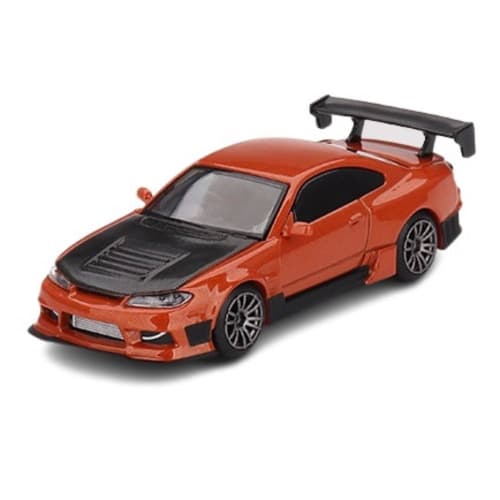 TrueScale Miniatures MINI GT 1/64 Scale Nissan Silvia S15 D-MAX Metallic Orange Right-Hand Drive Finished Model