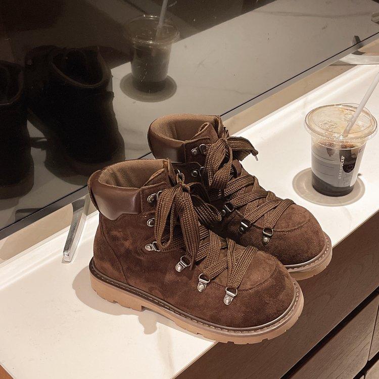 

[youshilai] thick-soled rhubarb boots women s lace-up niche Martin boots 2025 new Maillard short boots women 40