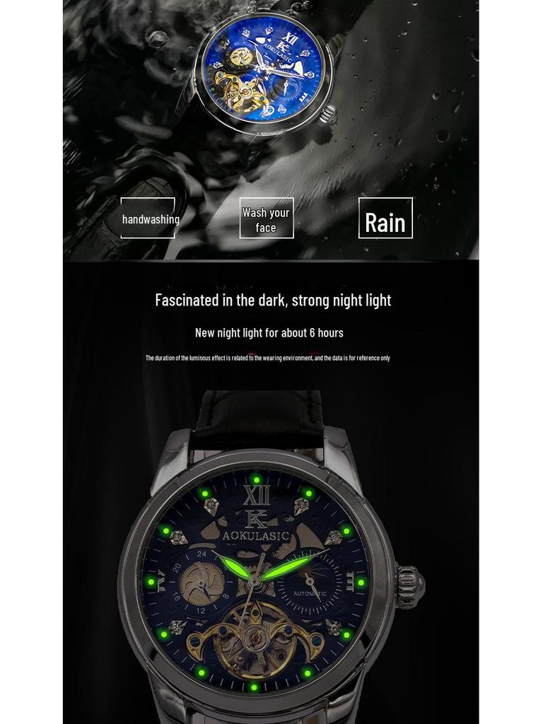 Augustus Men's Automatic Waterproof Tourbillon Skeleton Watch