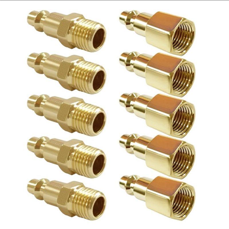 Premium-Pneumatic Coupler Brass For Air Hose Quick Connect Plug 1/4 Inch NPT Male Female For Air Compressor