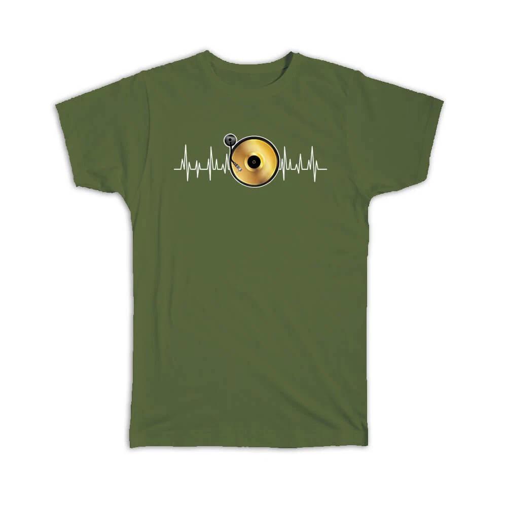 Gift T-Shirt : Gold Vinyl Record Turntable Musical Wall Poster Music Is Life 4XL
