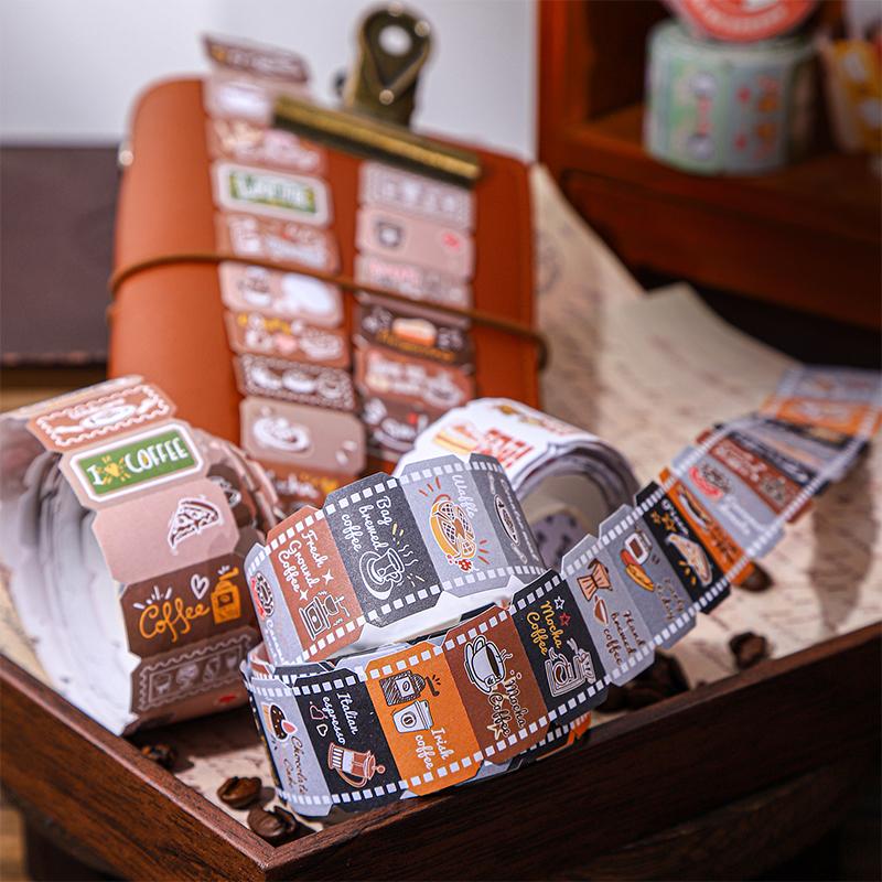 2m/roll Coffee Theme Tape Stickers Vintage Cafe Decorative Masking Tape For Journal Scrapbooking Planner DIY Craft