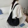 Cute Polka Dot Drawstring Crossbody Bag Korean Style Fashionable Shoulder Handbag Trendy Water Dumpling Bag for Women KTB