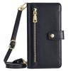 For Samsung Galaxy F06 5G Leather Case Zipper Pocket Wallet Phone Cover with 2 Straps
