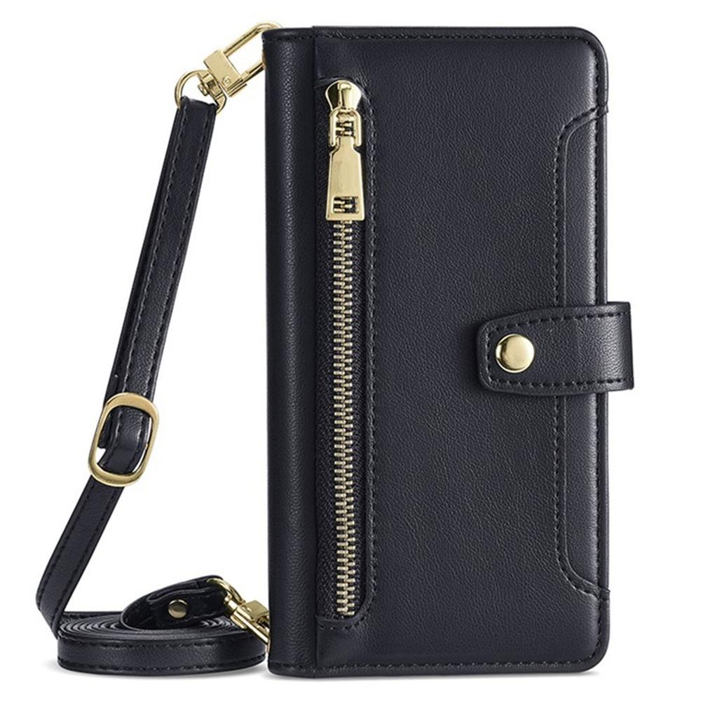 For Samsung Galaxy F06 5G Leather Case Zipper Pocket Wallet Phone Cover with 2 Straps