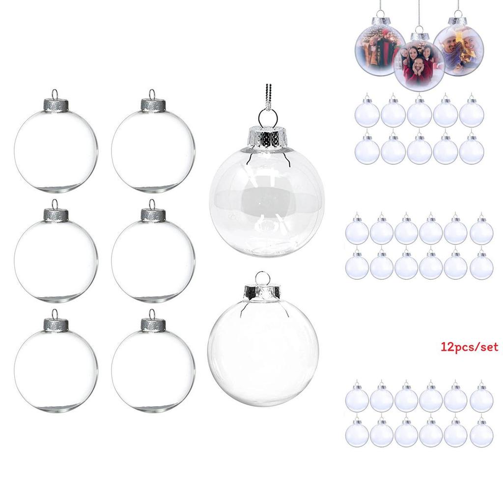 Christmas Ornament Ball With Modern Art Style In 6cm Transparent Plastic For Holiday Decor