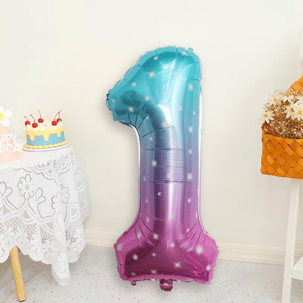 32-Inch Gradient Color Aluminum Foil Number Balloons - US Version