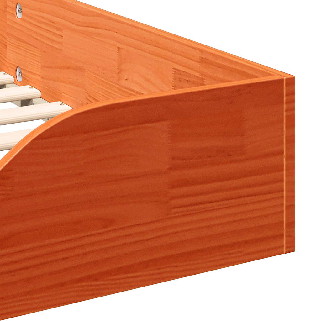 Bed Frame Wax Brown 75 x 190 cm Solid Pine Wood