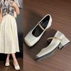 Zapatos Mary Jane Estilo Francés con Punta Abierta y Tacón Grueso para Mujer Ropa Casual de Primavera