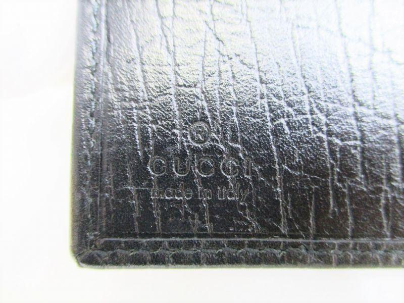 Authentic GUCCI GG Black Canvas Bamboo Bifold Wallet Compact Wallet #8353 Open Box