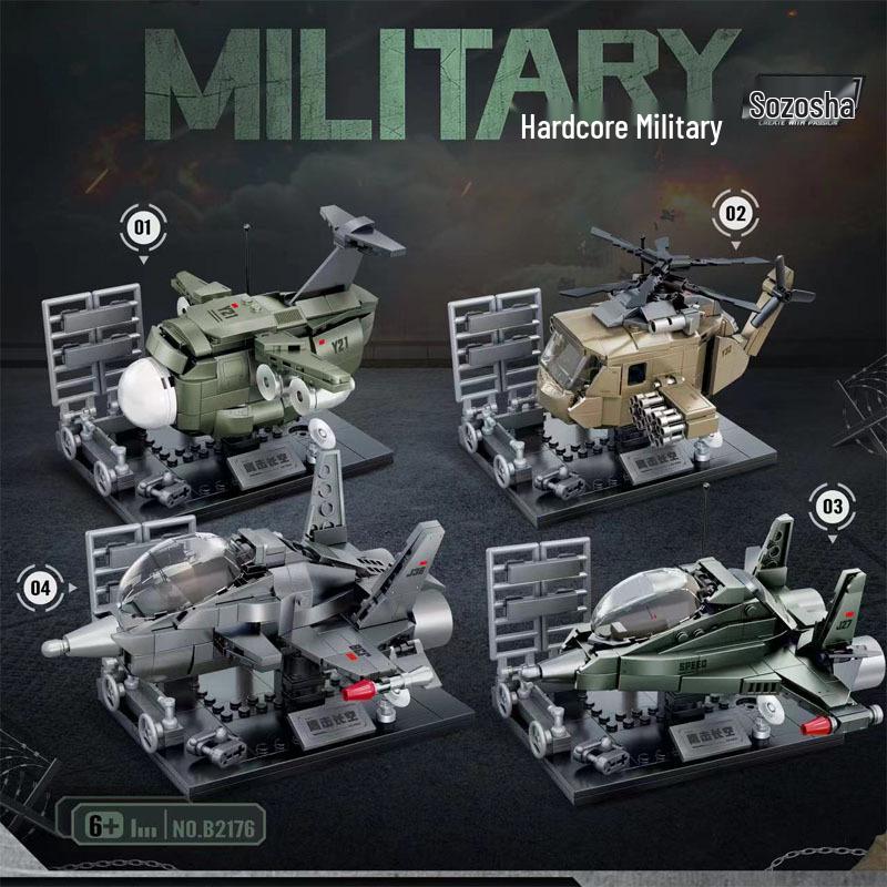 Chizao B2175 Hardcore Military Motorcycle DIY Building Blocks Educational Toy Gift