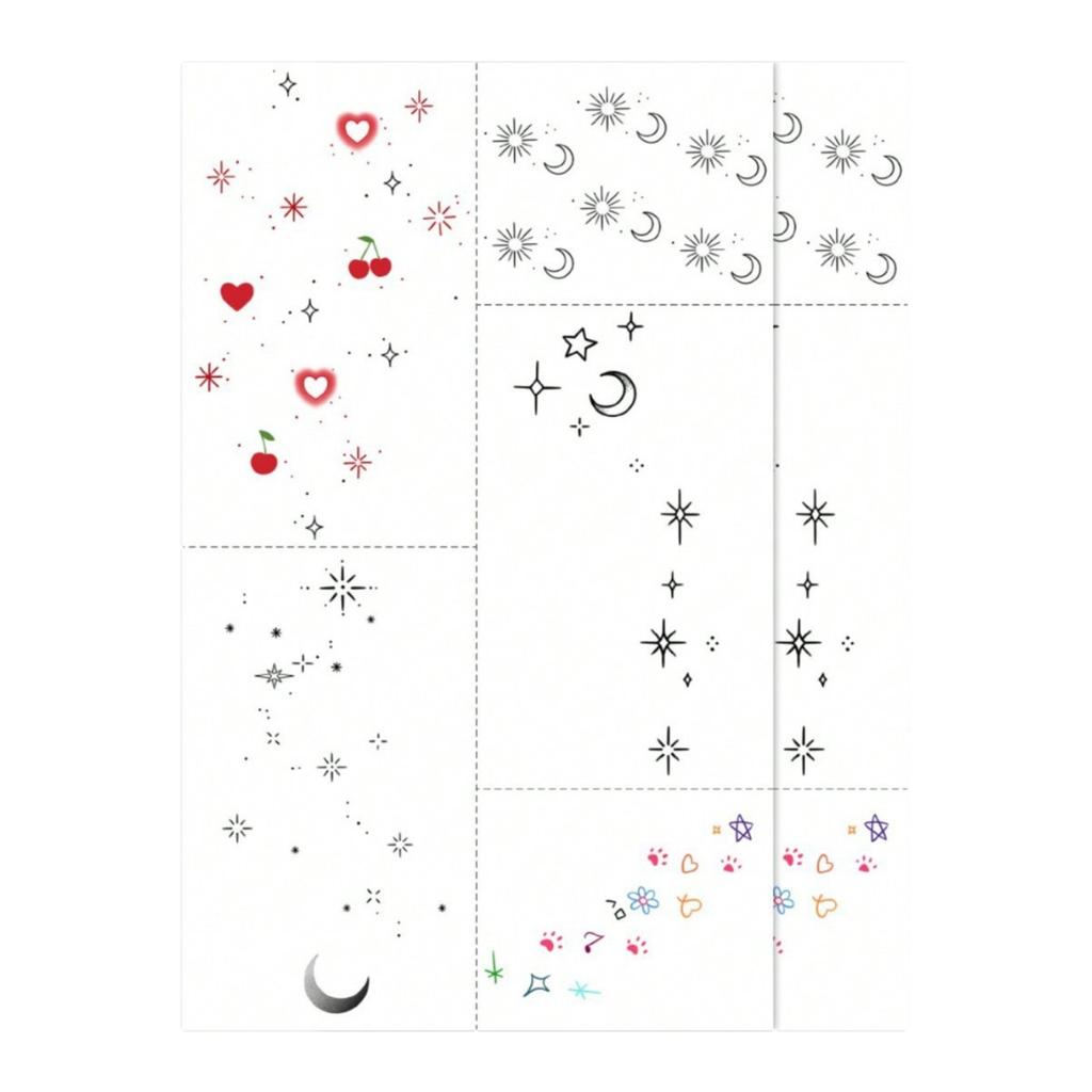 Star And Moon Small Pattern Tattoo Sticker, Waterproof And Long-Lasting, Clavicle Girl Heart, Simulated Tattoo Sticker