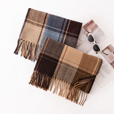 Autumn and Winter Imitation Cashmere Retro Literary Plaid Scarf for Men and Women with The Same Temperament Light Luxury Scarf and Shawl  Dual Use