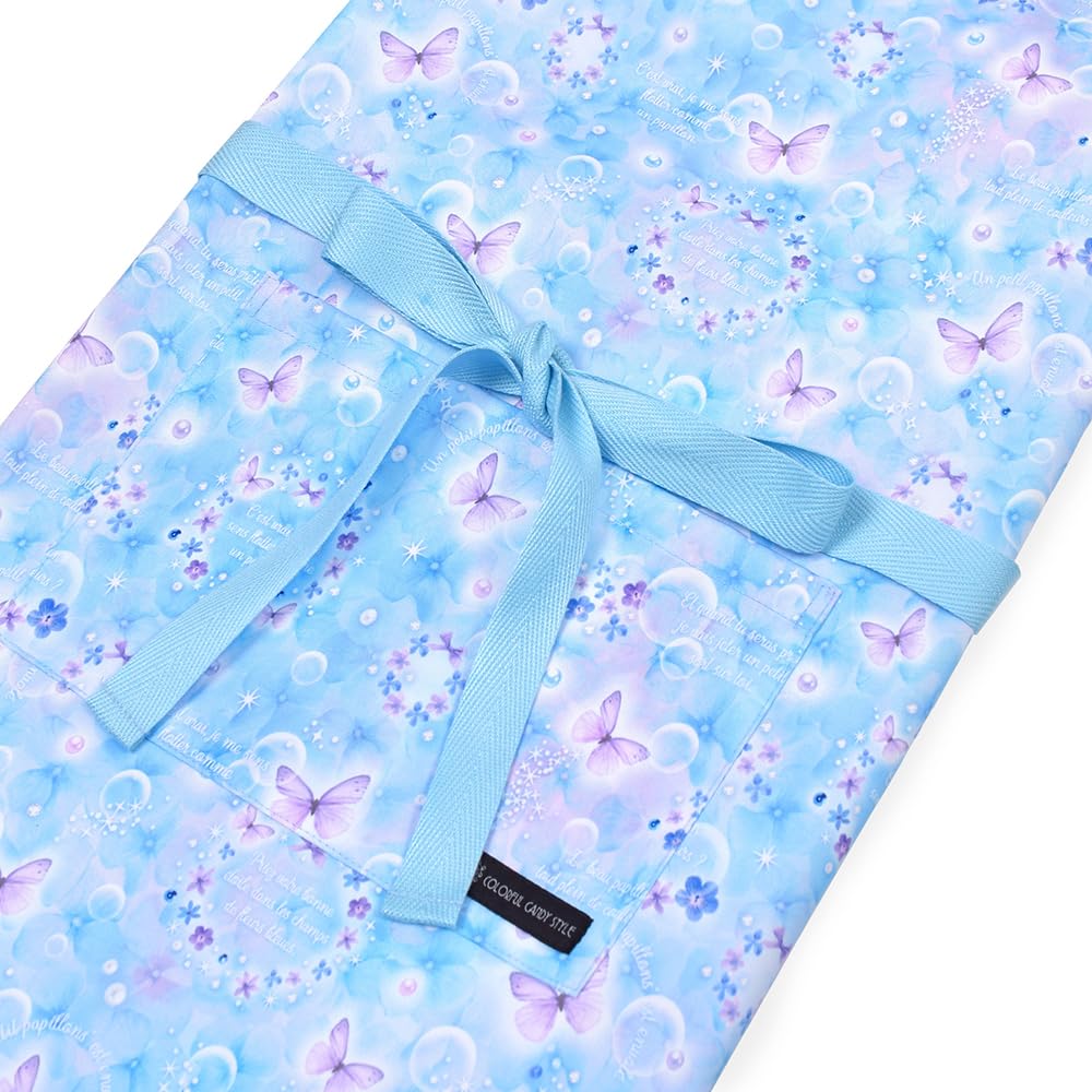 COLORFUL CANDY STYLE Apron Moonlight Butterfly Set of Kids Apron and Headscarf Elementary Children's (130-160cm) Water-repellent, No-Iron, Design, 2,