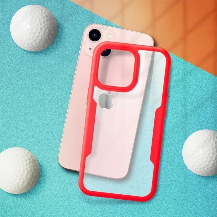 Coque pour iPhone 14 Plus - Protection 360° - Bordure Rouge - Semi-rigide - TPU - Mixte