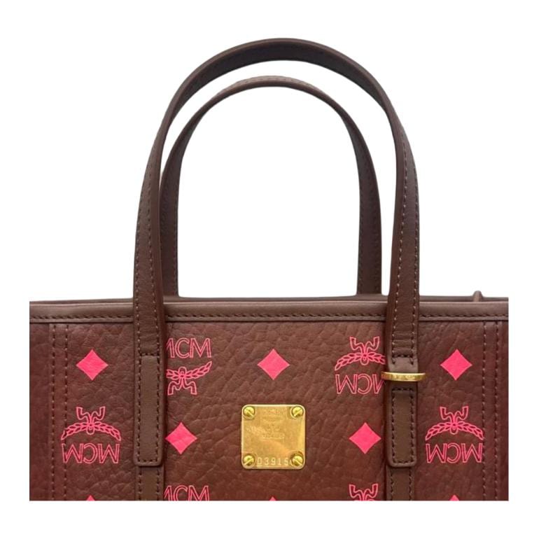 MCM Toni Canvas Tote Handbag Women's Purple & Brown MWPGSMT024B001