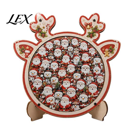 Decorative Jigsaw Puzzles Christmas Reindeer Puzzle Decoration, Santa Claus Cat Elk Theme Toy, Festive Wooden Set for Holiday Gift Xmas Themed Games