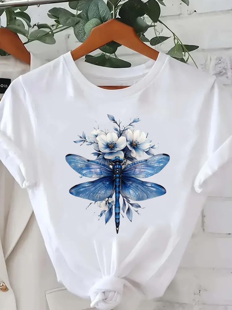 (Asian Size) feather style cute Women Printed Lady Casual Short Sleeve T Tee Top Clothing Shirt Fashion Female Graphic T-shirts