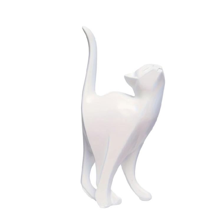 

Contemporary Abstract Cats Statue Resins Artwork Kitten Animal Figurine Sculpture Home Table Decors for Modern Interior білий