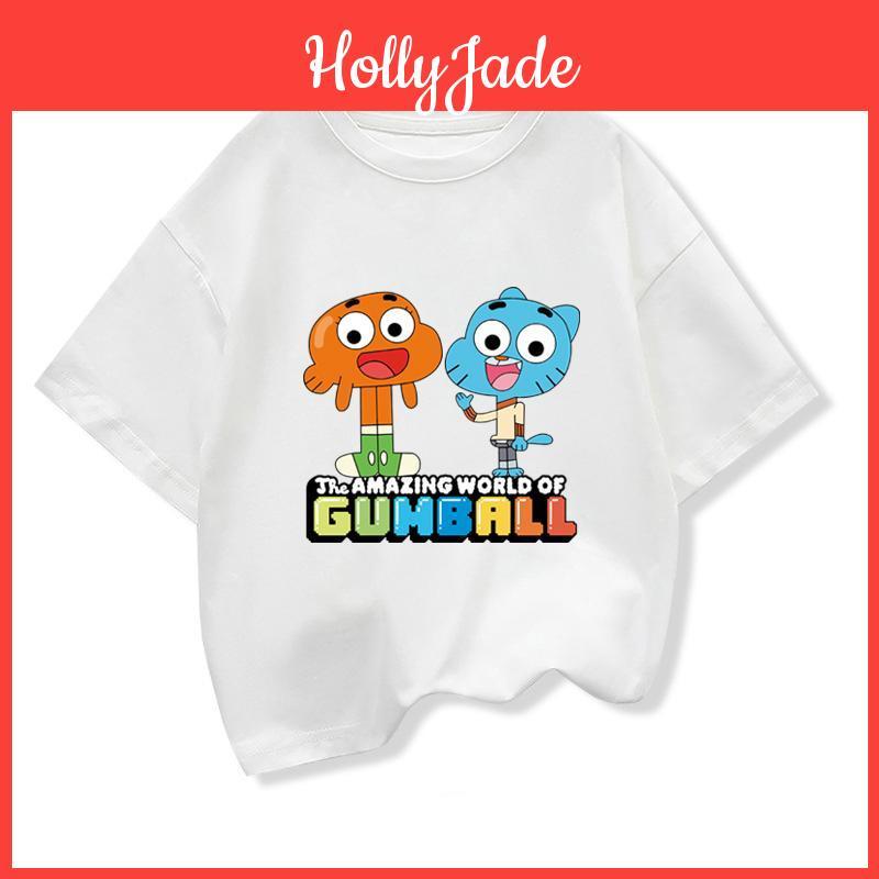 Amazing The World Of Gumball Shortsleeved Tshirt For Children 2025 New Kids Cartoon Loose Tops Tees Boys Cotton Clothing