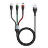 3-in-1 66W Fast Charging Cable for Apple/Android, 6A Aluminum Alloy Braided.
