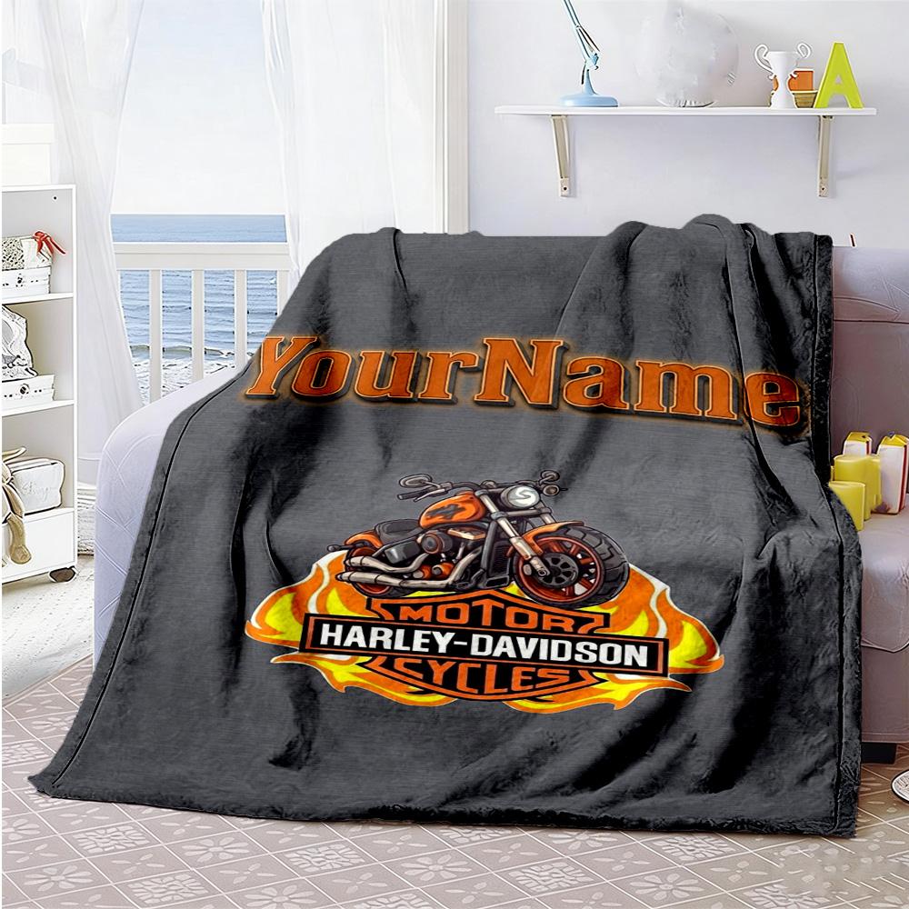 Harley-davidson Motorcycles Personalized Text Blanket Multi-purpose Personalized Blanket Warmthful Decor Suitable for Bed Picnics Home Decor Sofa